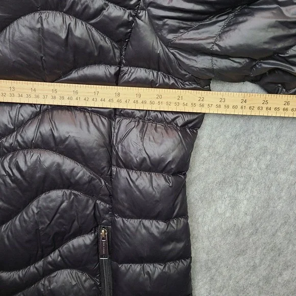 Andrew Marc Down Packable Maxi Jacket Women XL‎ Black 650 Fill Removeable Hood - Picture 8 of 13